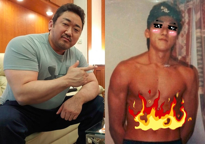 马东石现今的粗犷体格形象，令人难以想像他16岁时的青涩样貌。（图／取自马东石IG、Dcard）