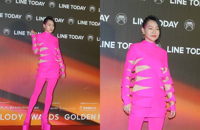 小S一身粉紅現身金曲獎。(圖／粘耿豪攝)