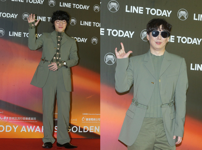 卢广仲撞衫萧煌奇。(图/ 粘耿豪摄)