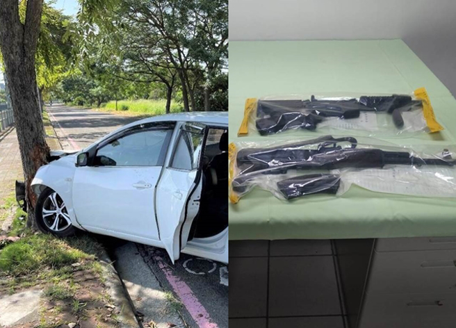 高雄市楠梓區寶溪南街與清豐六路口，6月27日發生一起轎車自撞樹及遺留子彈。（報系資料照）