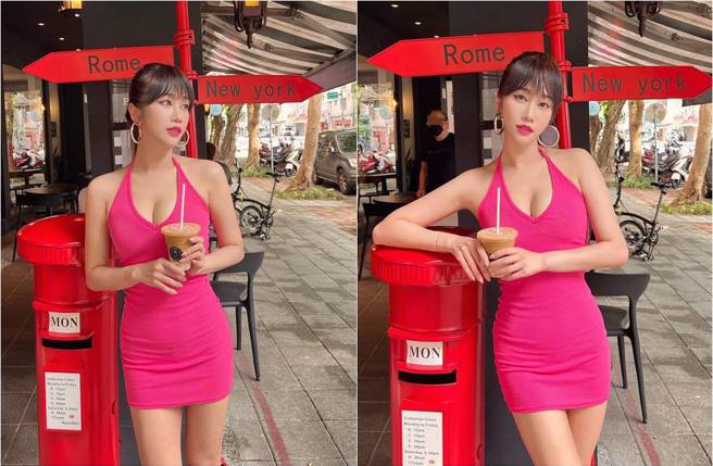 林佩瑶辣穿胸口挖洞迷你裙。（图／取材自林佩瑶 Pei Yao Lin脸书）