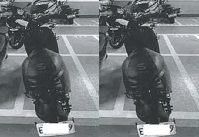 戴姓夫妻的机车未立中柱，遭邻居不满将机车踢倒，贴纸条骂自私，要求赔偿精神抚慰金50万。（图/翻摄司法院判决）