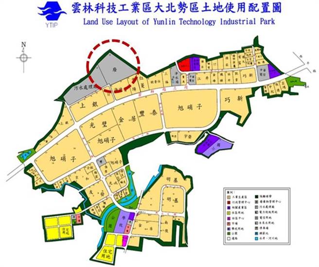 云林科技工业区大北势区废弃物处理场用地在云科工业区的最上方。（周丽兰摄）