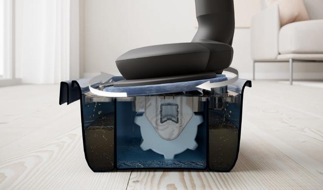 伊莱克斯推出全新「乾溼两用」UltimateHome极适家居900 无线湿拖吸尘器，以LED免沾手溼拖吸头，搭配独家净污分流清洗槽，让净水与污水彻底分离。（伊莱克斯提供）