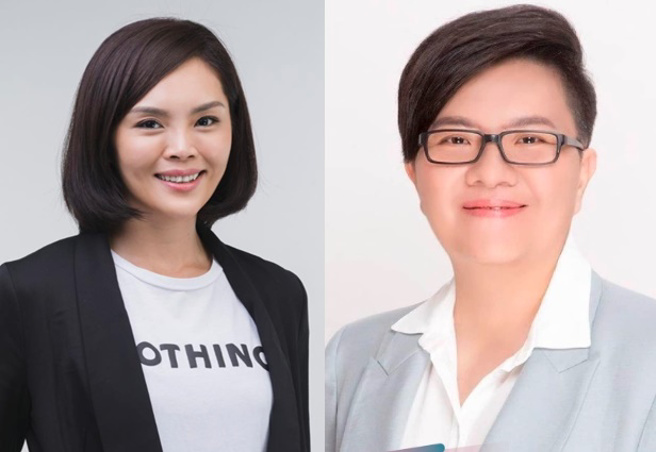 李眉蓁(左)大方表态，欢迎吴佩容(右)与她同选区竞选高雄市议员。（图／取自脸书）