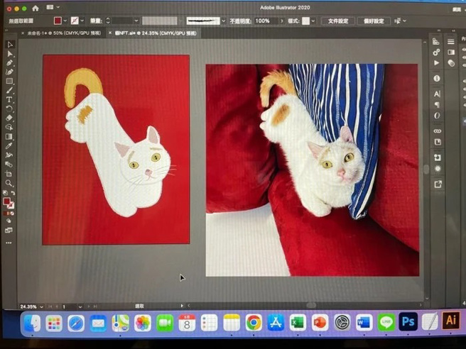 正妹妈妈退休后学习绘图软体，竟然要帮家中猫咪发行NFT，网友也开玩笑提到「会被长辈图轰炸」。（翻摄自Dcard）