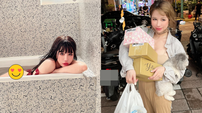 辛尤里拥有H级上围，近日她去到超商取3箱超重货物，需注意货品不要跟H级凶器一起下坠。(图/辛尤里 IG、FB)