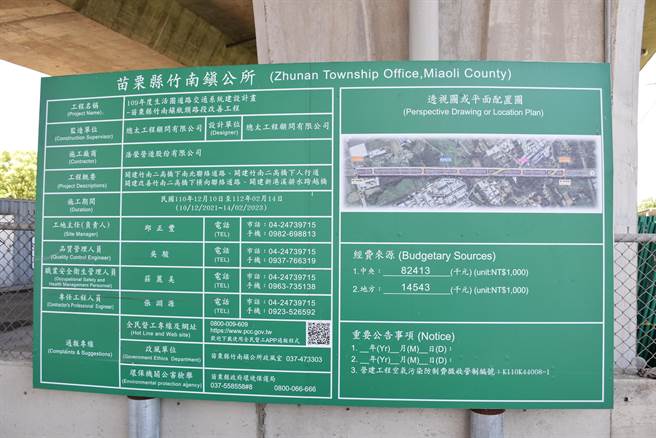 竹南镇公所发包兴建打通国道3号桥下空间工程正在进行中。（谢明俊摄）