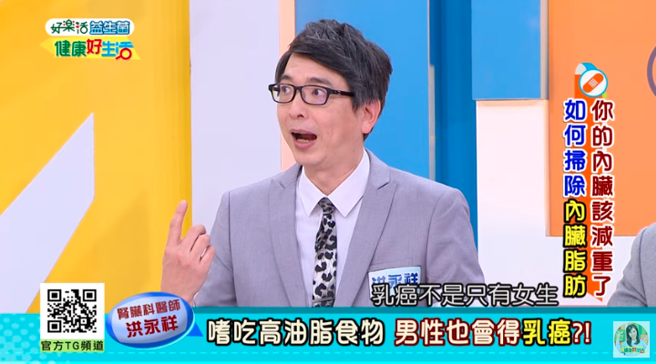 医师洪永祥分享真实案例，男性也有可能会罹患乳癌。（图／翻摄自年代MUCH台 健康好生活 YouTube）
