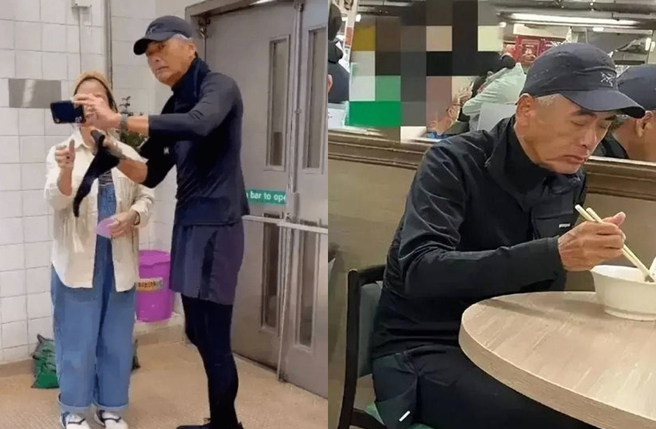 周潤發近日頻頻被直擊近況，慢跑用餐狀況全都被碰見。(圖/微博)