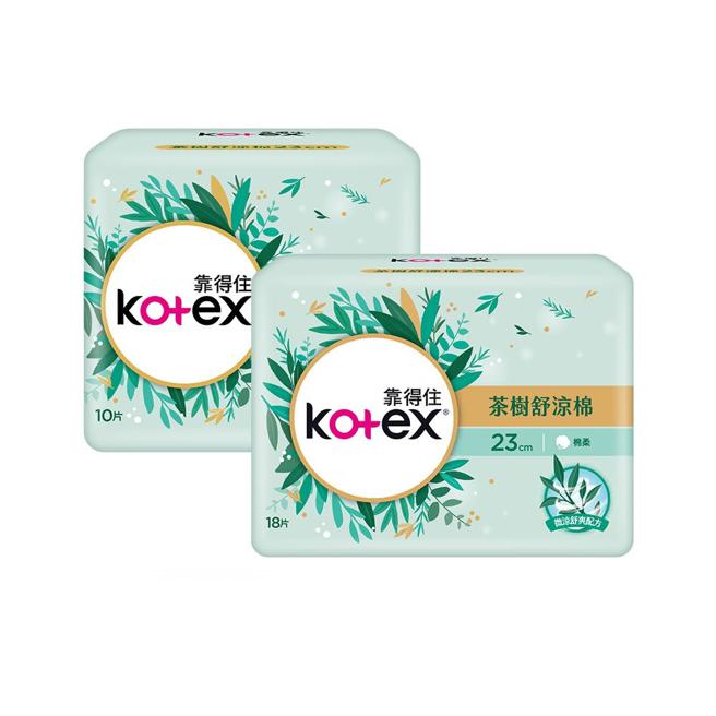 momo購物網的Kotex 靠得住茶樹舒涼棉，買6送6組，23cm或28cm任選，原價769元，13日到19日特價669元。（momo購物網提供）