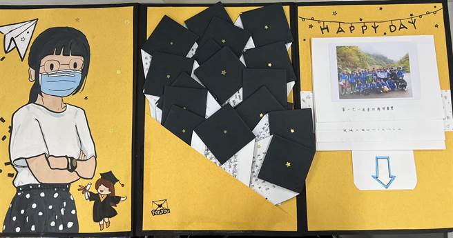 学生们特别手工制作卡片来感谢陈怡涵。（陈怡涵提供／李京升苗栗传真）