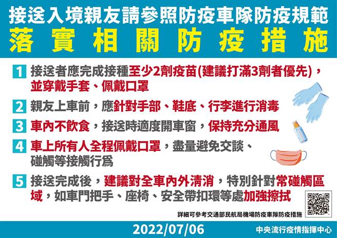 南投縣政府建議接送入境親友可參照防疫車隊防疫規範。（南投縣政府提供／馮惠宜南投傳真）