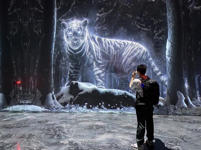 位于韩国江原道江陵的ARTE MUSEUM去年正式开幕，12大展区各有各的特色，Forest展区则是以四季为主题，每种季节都有不同吉祥物会现身，冬季为白老虎。（图/ 中央社）
