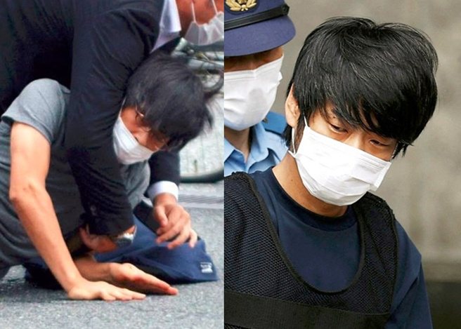 刺殺安倍的兇手山上徹也曾任海上自衛隊員，竟被超瞎政治狂熱粉看成了「上海」。（圖／路透社、共同社）