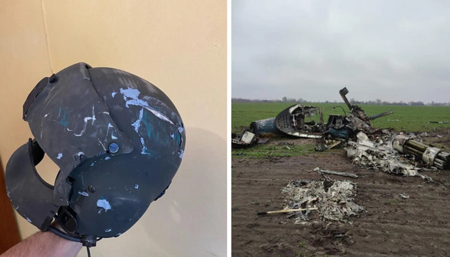 烏克蘭飛行員感謝美製HGU-56/P頭盔的保護力。(圖/defence-blog)