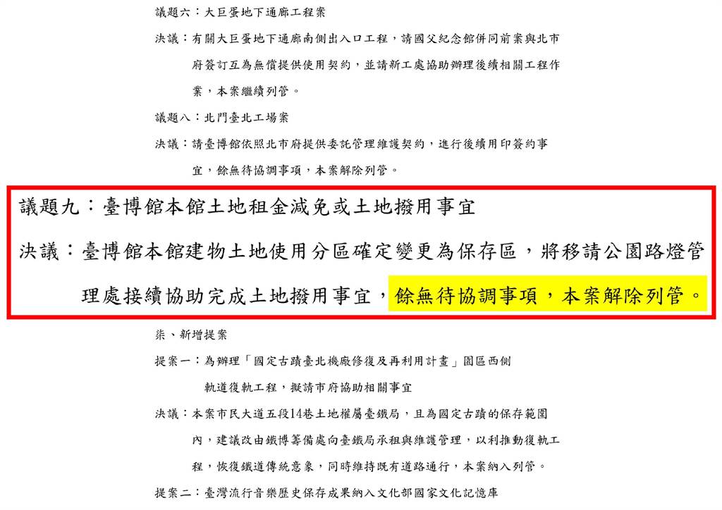 文化部長李永得今表示，若柯文哲拿得出備忘錄，他就把頭給柯文哲，北市府下午開記者會提出會議紀錄。（北市府提供／游念育台北傳真）