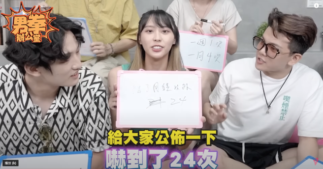 李芷婷自爆每月上床频率为24次。（图／YT@WACKYBOYS 反骨男孩）