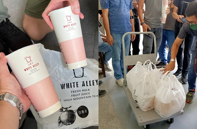 家屬買了朱俐靜生前最喜歡的飲料慰勞現場媒體。（圖／羅永銘攝）