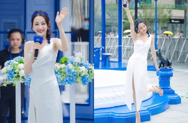 路人鏡頭下的迪麗熱巴。(圖／取自微博)