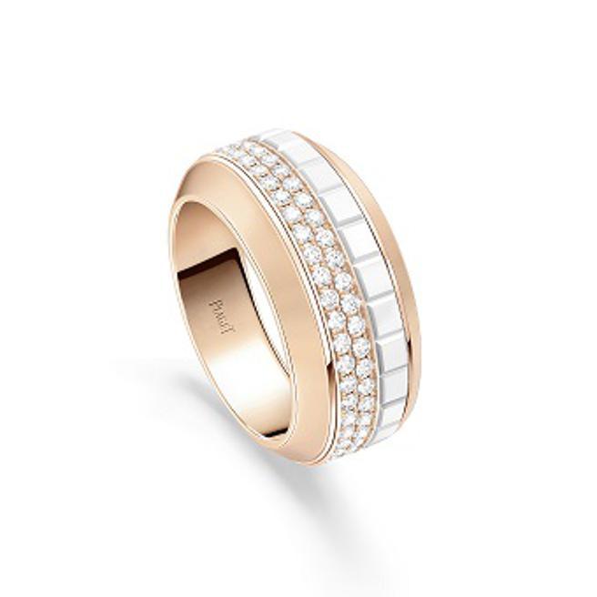 伯爵Possession系列玫瑰金陶瓷钻石戒指，34万6000元。（PIAGET提供）