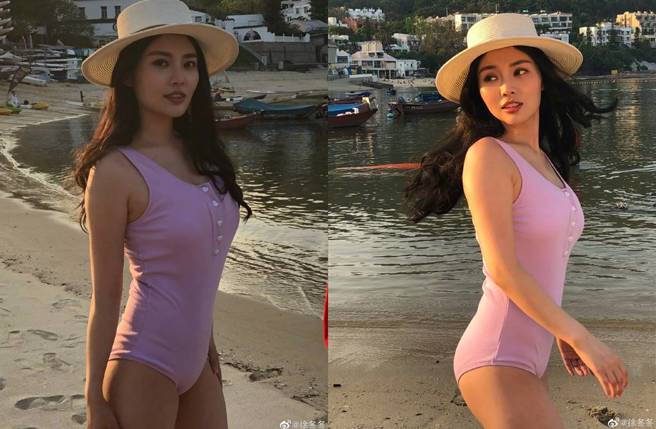 徐冬冬辣晒性感泳衣照。(图／取自徐冬冬微博)