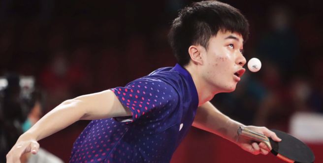 台湾桌球一哥林昀儒在WTT挑战赛阿拉木图站奋力出击。（本报资料照／季志翔摄）