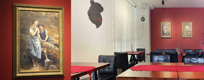 餐廳內以克羅埃西亞國旗上的紅、白兩色為主調，牆上掛畫為克羅埃西亞著名畫家Vlaho Bukovac的作品，繪風簡單典雅，呈現與家人好友聚會的輕鬆氛圍。(攝影/Carter)