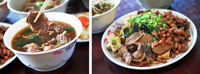 老杨牛肉麵是大寮眷村的老店，每到用餐时间总是人声鼎沸，除了香浓牛肉麵，滷味也是必吃的招牌。(摄影/曾信耀)