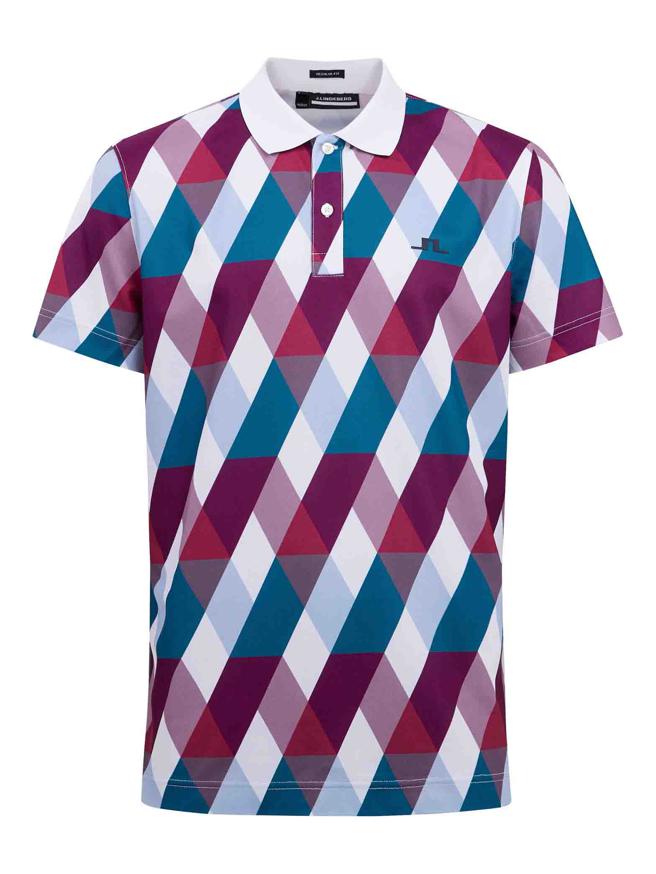 JJ.LINDEBERG Argyle钻石菱格印花POLO (白色) ，4580元。（J.LINDEBERG 提供）
