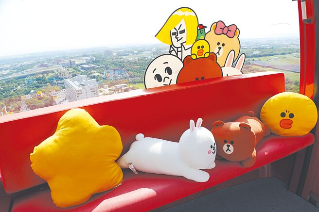 麗寶樂園渡假區與「LINE FRIENDS」強強聯手，推出LINE FRIENDS主題摩天輪車廂。（麗寶樂園渡假區提供）