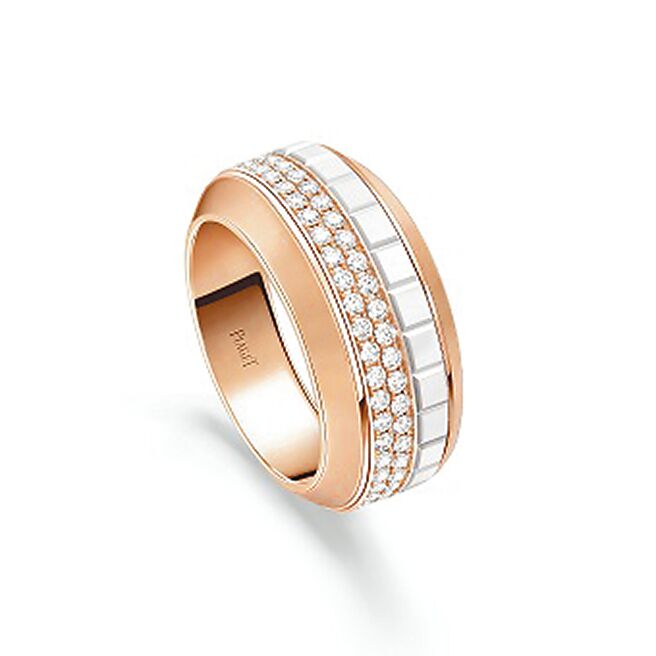 伯爵Possession系列玫瑰金陶瓷钻石戒指，34万6000元。（PIAGET提供）