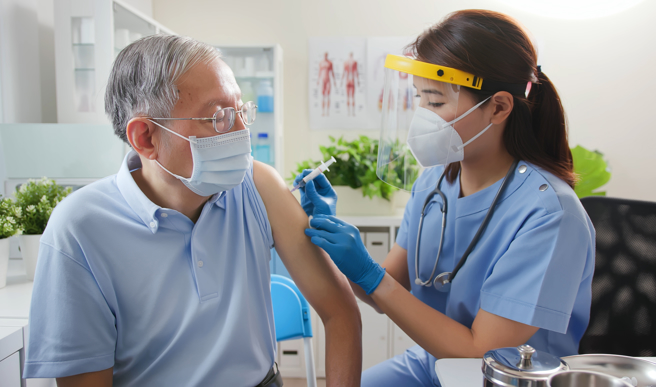 除了接种流感疫苗可以降低罹患阿兹海默症风险之外，新冠疫苗也有相同的作用，年长者接种新冠疫苗可说是一举两得。（图／Shutterstock)