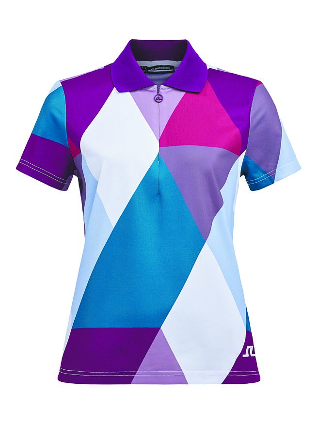 J.LINDEBERG Argyle钻石菱格白色印花POLO衫，4580元。（J.LINDEBERG提供）