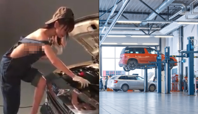 近日一名网友在网路上贴出一段火辣女技师修车的性感影片，引起热议。（图／FB@爆废公社二馆、达志影像）