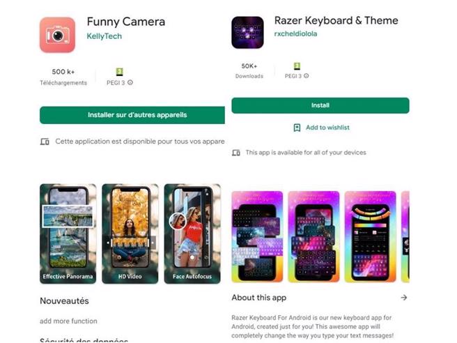 这两款App藏有恶意软体，且都有50万次以上的下载量。（翻摄自Maxime Ingrao推特）