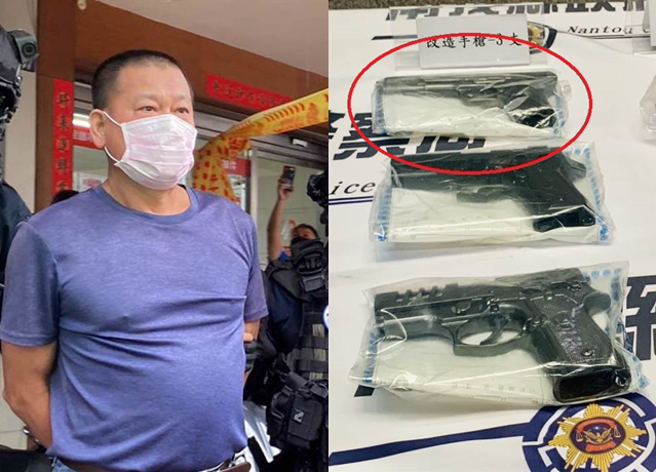 图中红圈处为凶嫌李鸿渊拥有的「大黑星」手枪（资料照/廖志晃摄）