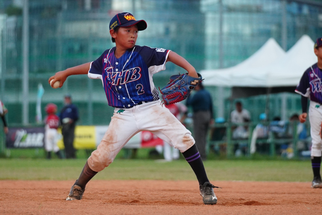 WHB聯盟陳恩麒投球很有架勢。（台灣世界少棒聯盟協會）