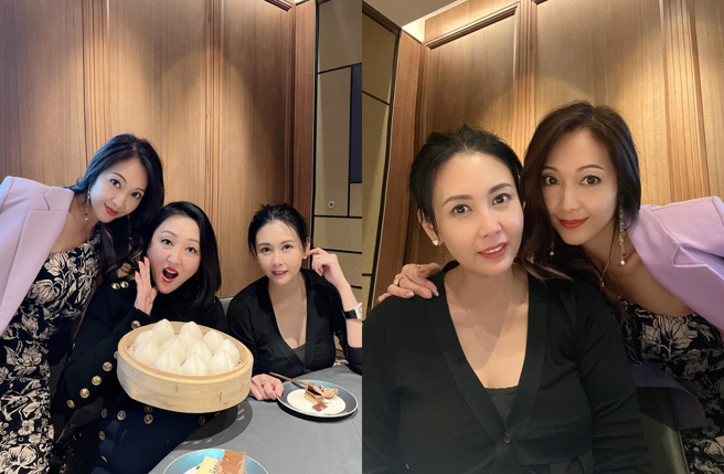 黎思嘉（左圖左起）、甄楚倩、邱淑貞三人難得同框。（圖／翻攝自szeka_cecilialai IG）