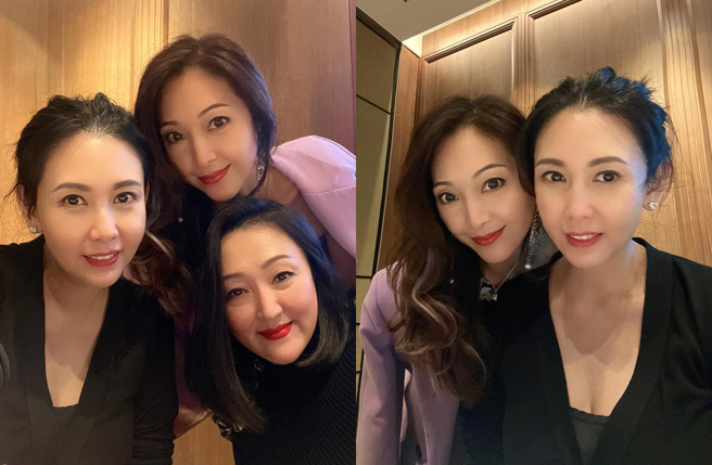 眾人替甄楚倩（左圖下）慶生。（圖／翻攝自szeka_cecilialai IG）