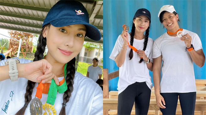 房思瑜、劉妍廷奪輕艇休閒雙人組銀牌。（TVBS提供）