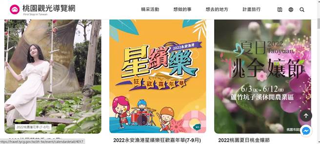 桃园观光导览网全新改版，以动画取代满满的文字和图片，游标点到哪就会出现该景点或活动的「预告片」。(蔡依珍摄)