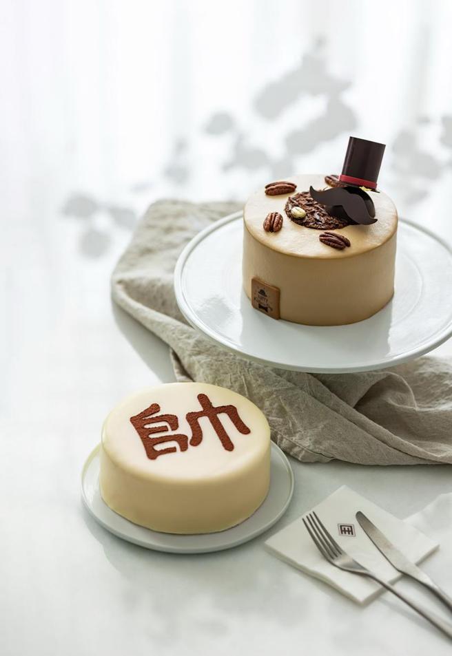 （台北国宾饭店针对父亲节推出「咖啡胡桃鲜奶油蛋糕」与「帅蛋糕」，7月28日前预购有优惠。图／台北国宾饭店提供）