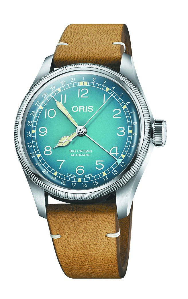 Oris Big Crown x Cervo Volante冰川蓝配色，6万元。（Oris提供）