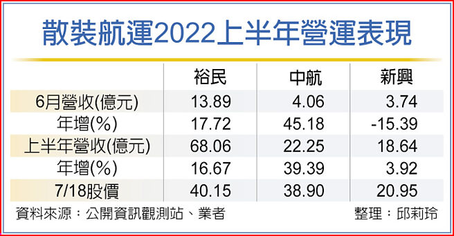 散装航运2022上半年营运表现