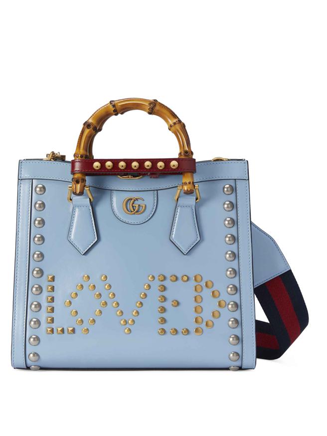 Gucci Lovelight系列商品 藍色Diana 肩背提包，15萬200元。（Gucci提供）