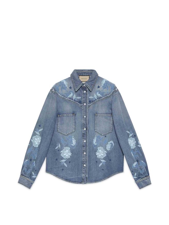 Gucci Lovelight系列商品 丹寧刺繡襯衫，11萬9200元。（Gucci提供）