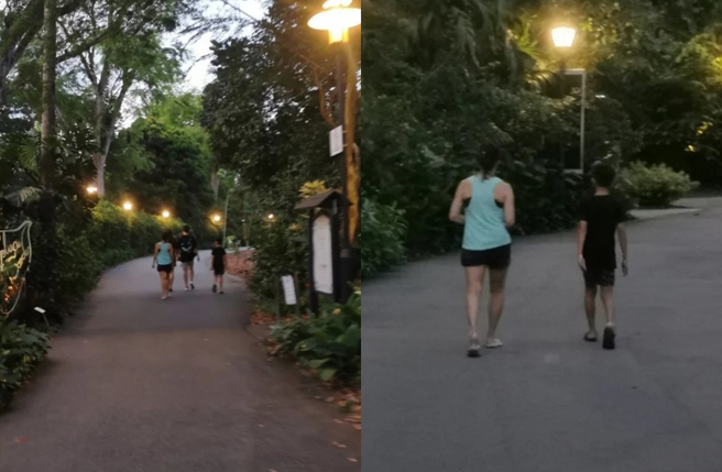 有網友遇到孫燕姿和孫燕姿兒子，但只敢遠遠拍背影。（圖／微博）