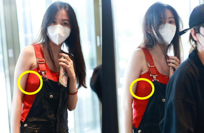 潘瑋柏辣妻宣云被網友發現胸前有1點神祕突起。（圖／微博）