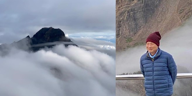 郑明典分享玉山清晨美景，感嘆台北和玉山的温差之大。（图／FB郑眀典）
